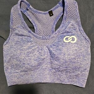 Blue Racerback Sports Bra with Seamless Support